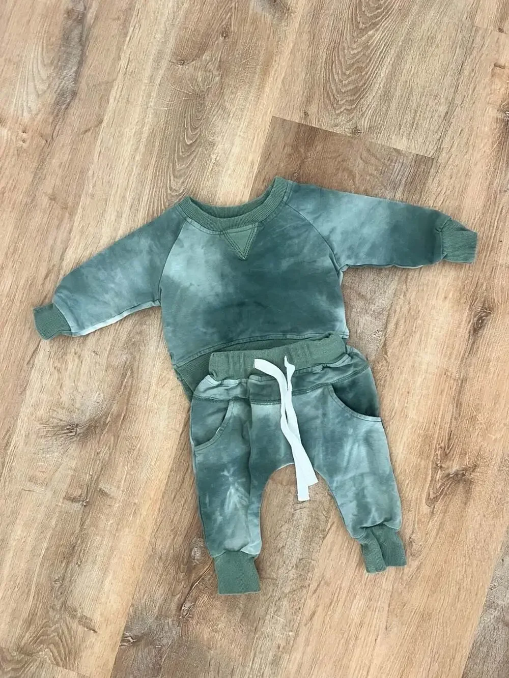 Little Bipsy Collection Sage Green Tie-Dye Pullover and Jogger Set